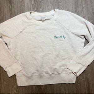 J.Crew Vintage Fleece Ivory Embroidered Sweatshirt Small